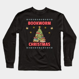 Bookworm Christmas Tree books Long Sleeve T-Shirt